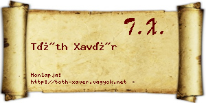 Tóth Xavér névjegykártya