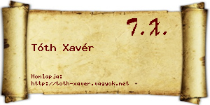 Tóth Xavér névjegykártya